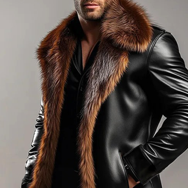 Men's Retro Casual Fur Collar PU Jacket MTA1167K6TO