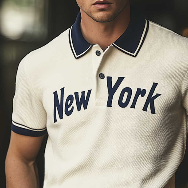 Men's Summer Classic "New York" Knitted Polo T-Shirt MTA1134F3U