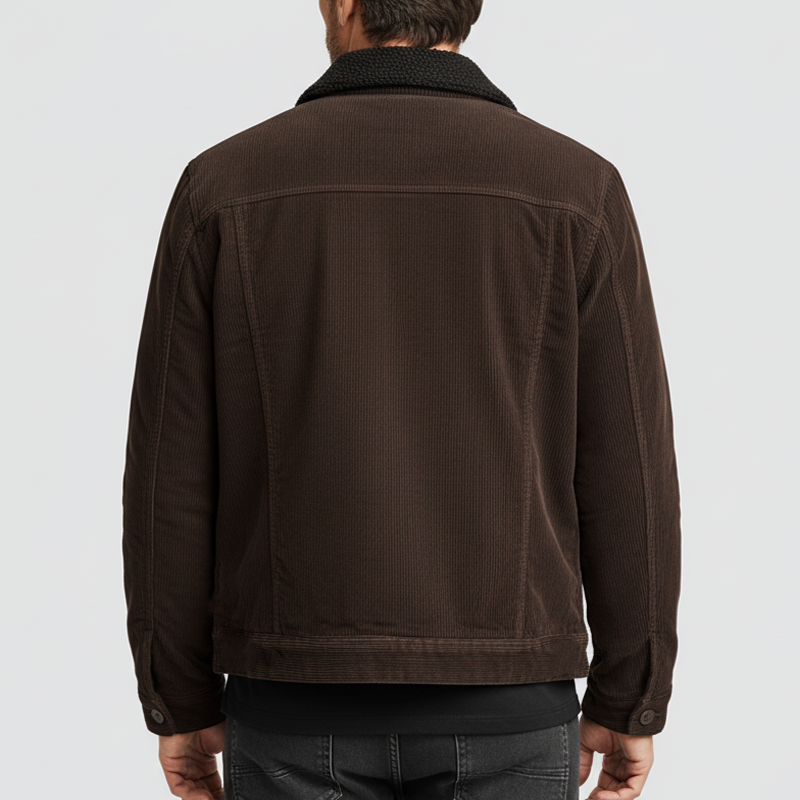 Men's Classic Coffee Corduroy Lambswool Collar Jacket MTA0594K0U