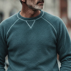 Men's Retro Solid Color Fleece Crew Neck Long Sleeve Sweatshirt MTA0130K5X