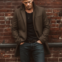 Men's Retro Business Two-Button Faux Wool Mid-Length Coat MTA1798K2U