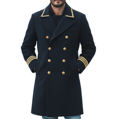 Men's Faux Wool Blend Lapel Double-Breasted Mid-Length Overcoat MTA3037K4X