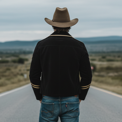 Men's Classic Retro Western Style Lapel Faux Velvet Jacket MTA0499L2K