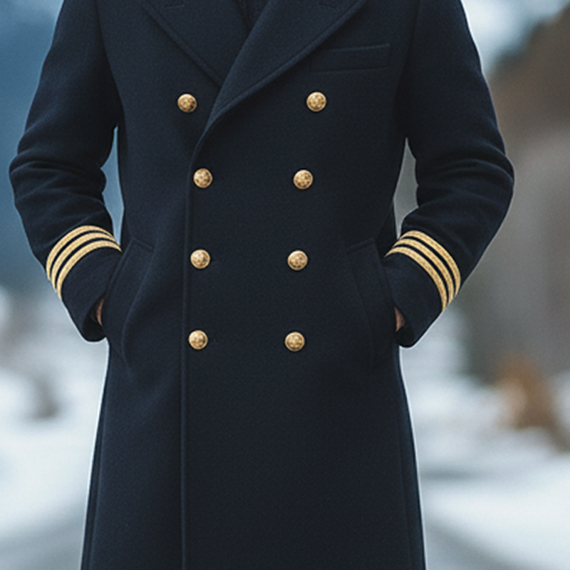 Men's Faux Wool Blend Lapel Double-Breasted Mid-Length Overcoat MTA3037K4X