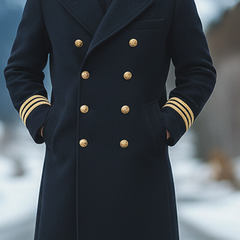 Men's Faux Wool Blend Lapel Double-Breasted Mid-Length Overcoat MTA3037K4X