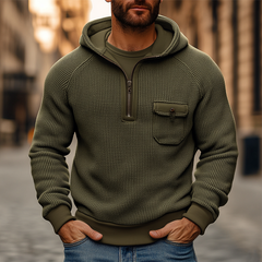 Men's Solid Color Waffle Texture Patchwork Hoodie MTA2053K9X