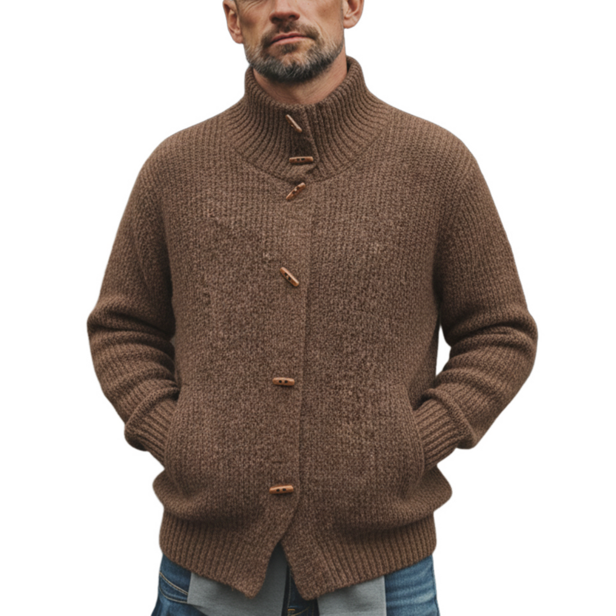 Men's Classic Retro Stand-up Collar Knitted Cardigan MTA2989K2K