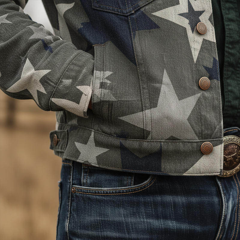 Men's Retro Star Print Twill Cotton Jacket MTA1022K0P