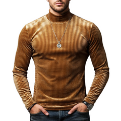 Men's Urban Slim-fit Velvet Striped Long-sleeved T-shirt MTA2481K0U