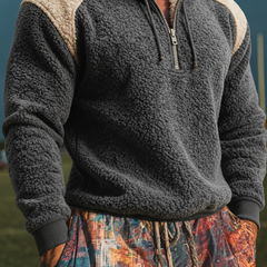 Men's Fleece Color-block Loose Hoodie MTA2292K0X