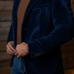 Men's Christmas Vintage Snowflake Embroidered Velvet Suit MTA2061K5P