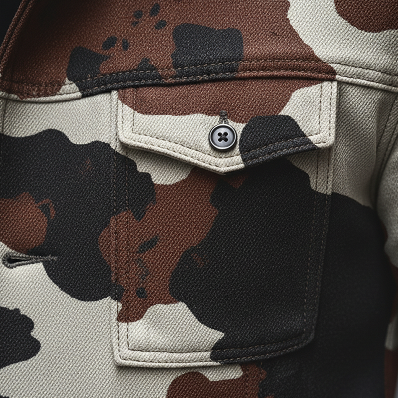 Men's Retro Cow Print Twill Cotton Jacket MTA1038K3P