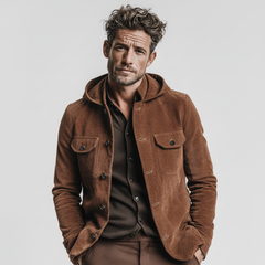 Men's Classic Casual Hooded Faux Suede Single-Breasted Jacket MTA1536K1K