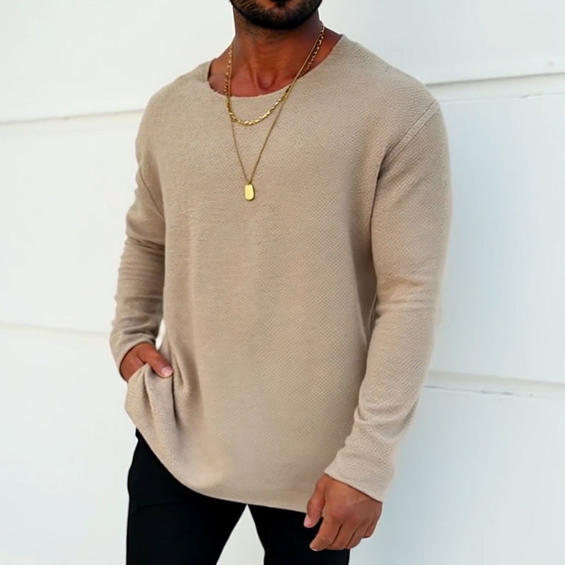 Men's Retro Casual Printed Round Neck Long Sleeve T-Shirt 84995635TO