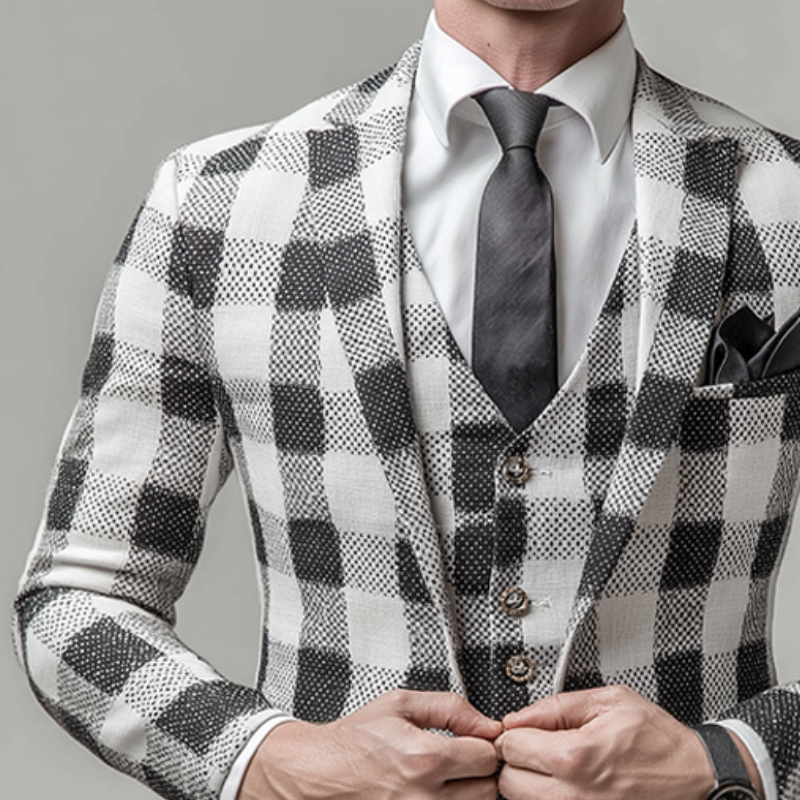 Men's Retro Casual Plaid Print Blazer MTA2471K7TO