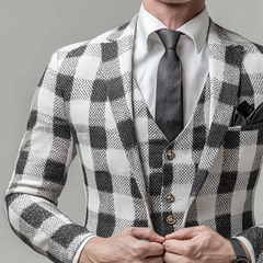 Men's Retro Casual Plaid Print Blazer MTA2471K7TO