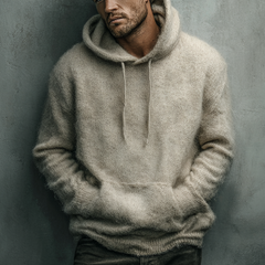 Men's Solid Color Mohair Knit Hoodie MTA2916K3X