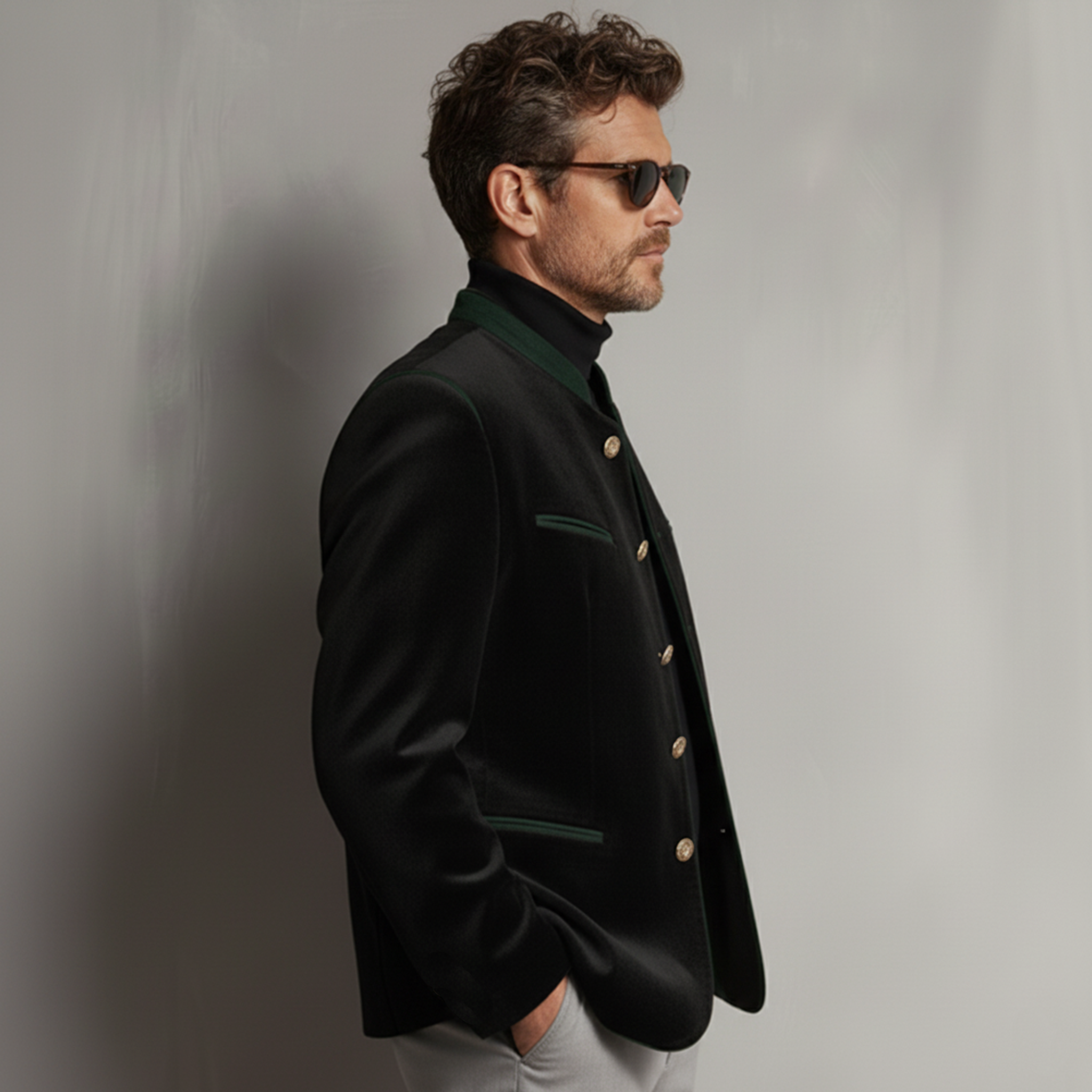 Men's Classic Retro Stand-up Collar Faux Velvet Jacket MTA1068K2K