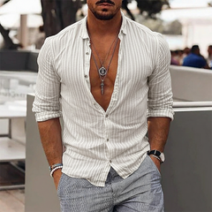 Men's Ribbed Textured Collar Long-Sleeve Shirt MTA2259K2X