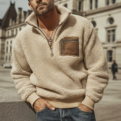 Men's Urban Style Warm Fleece Zip-up Stand-collar Sweatshirt MTA2052K5U