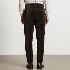 Men's Business Dark Brown Corduroy Slim-fit Pants MTA1727K5U
