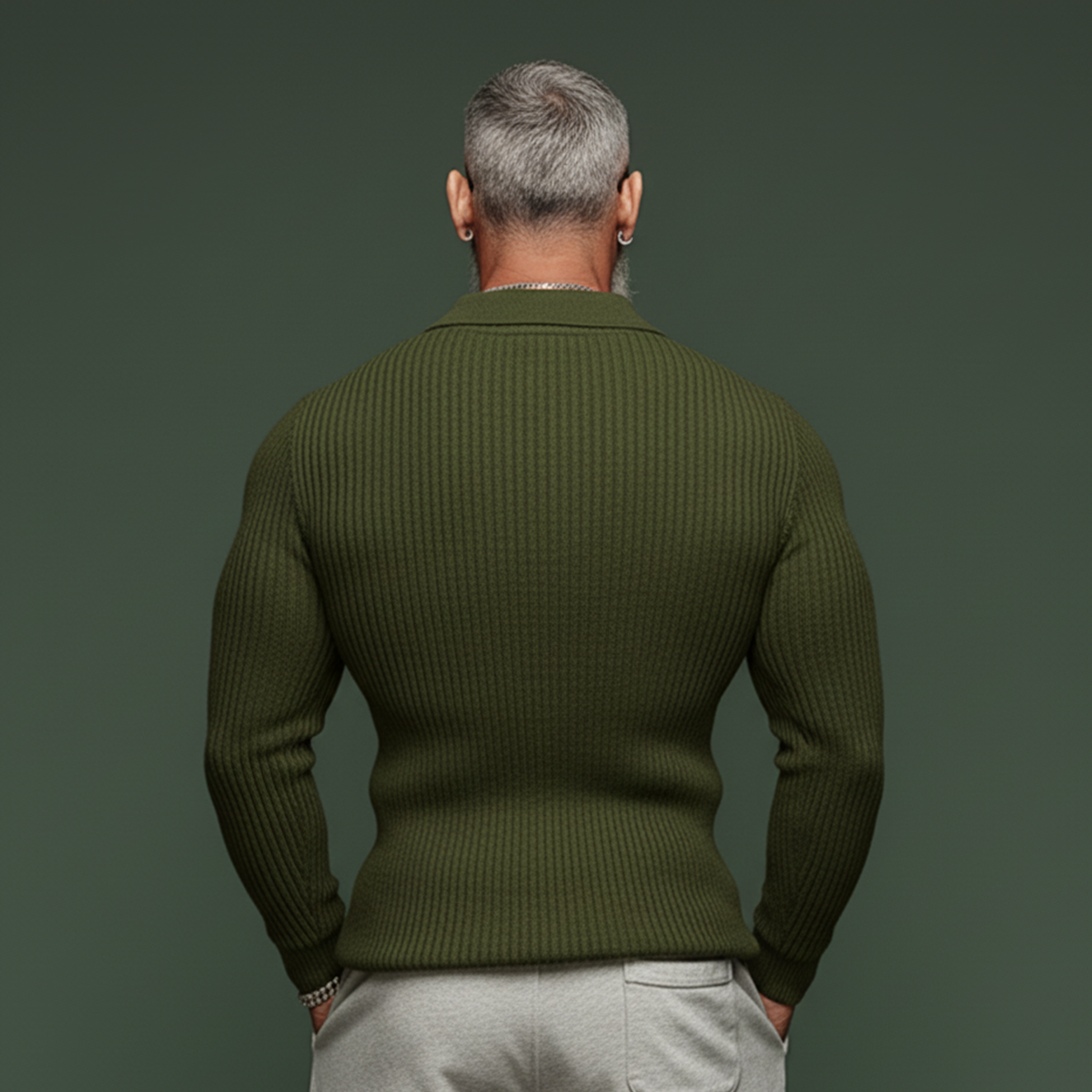 Men's Classic Casual Tough Style Polo Collar Slim Sweater MTA2831J3K