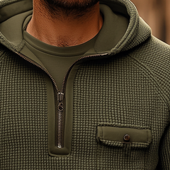 Men's Solid Color Waffle Texture Patchwork Hoodie MTA2053K9X