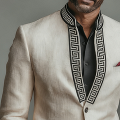 Men's Retro Casual Embroidered Stand Collar Button Jacket MTA3050K9TO