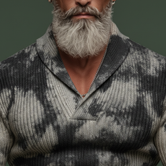 Men's Classic Retro Print Ribbed Stretch Slim Fit Long Sleeve T-Shirt MTA0142L7K