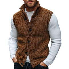 Men's Retro Casual Knitted Stand Collar Button Vest MTA0477K2TO