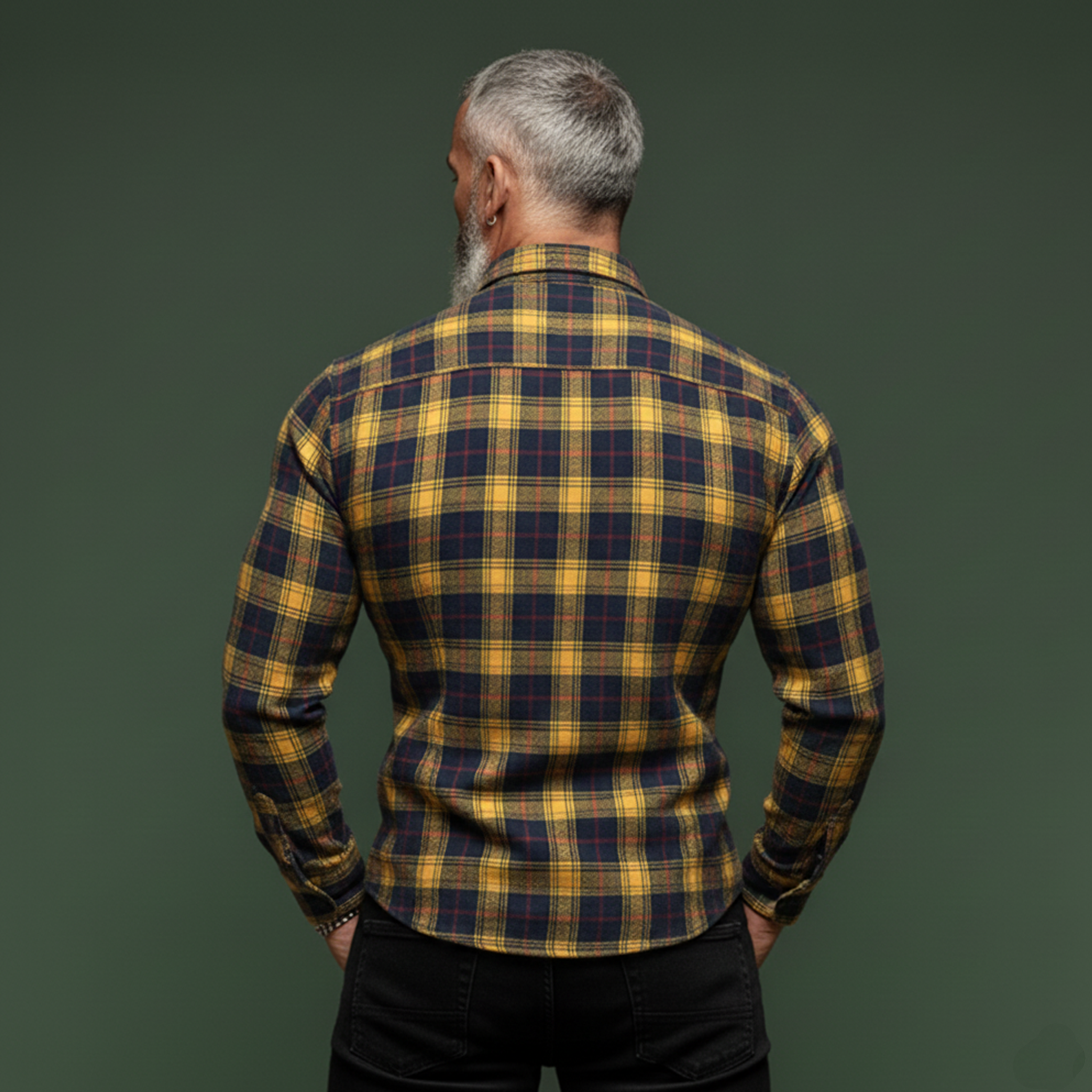 Men's Classic Casual Plaid Brushed Cotton Blend Long-sleeved Shirt MTA1374K4K