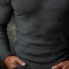 Men's Solid Color Knitted Button-down Crew Neck Pullover Sweater MTA2005K0X