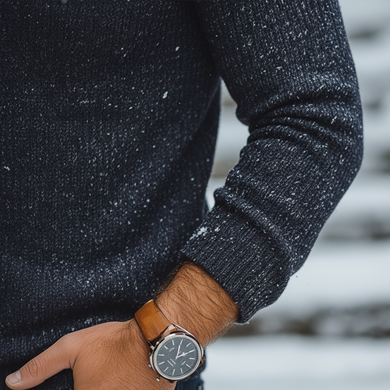 Men's Winter Retro Cotton Yarn Knit V-Neck Slim Fit Sweater MTA2821K9P