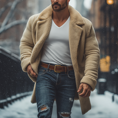 Men's Winter Simple Retro Faux Fur Mid-Length Coat MTA2612K7P