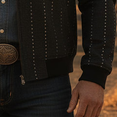 Men's Retro Rhinestone Faux Denim Collar Thin Jacket MTA1097K2P