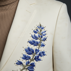 Men's Classic Retro Embroidered Faux Velvet Blazer MTA1049K7K