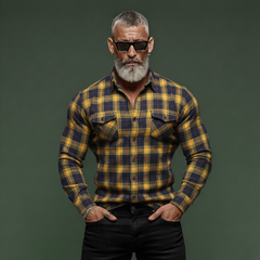 Men's Classic Casual Plaid Brushed Cotton Blend Long-sleeved Shirt MTA1374K4K