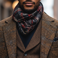 Men's Winter Retro Plaid Faux Wool Mid-length Coat MTA2884K5P