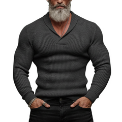 Men's Classic Retro Shawl V-neck Slim Fit Sweater MTA2834K9K