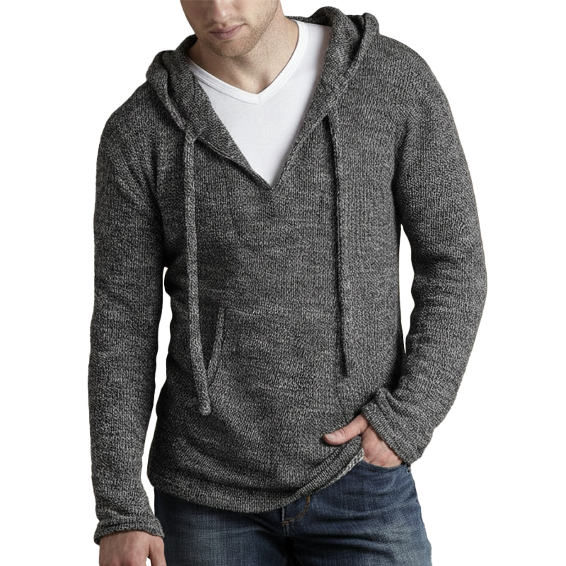 Men's Simple Retro Knitted Hooded Sweatshirt MTA1190K4P