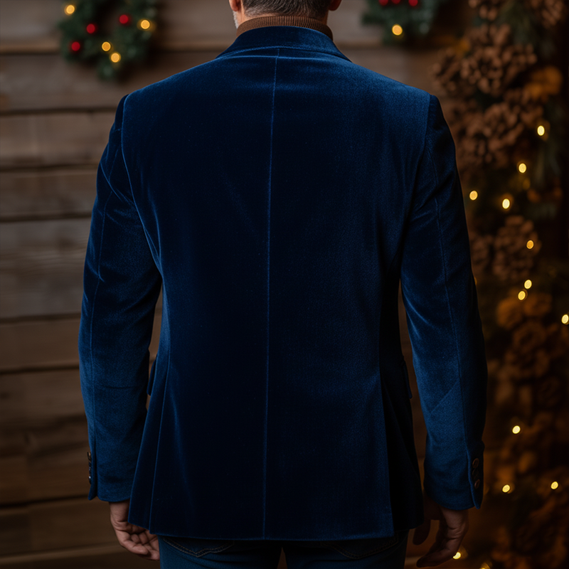 Men's Christmas Vintage Snowflake Embroidered Velvet Suit MTA2061K5P