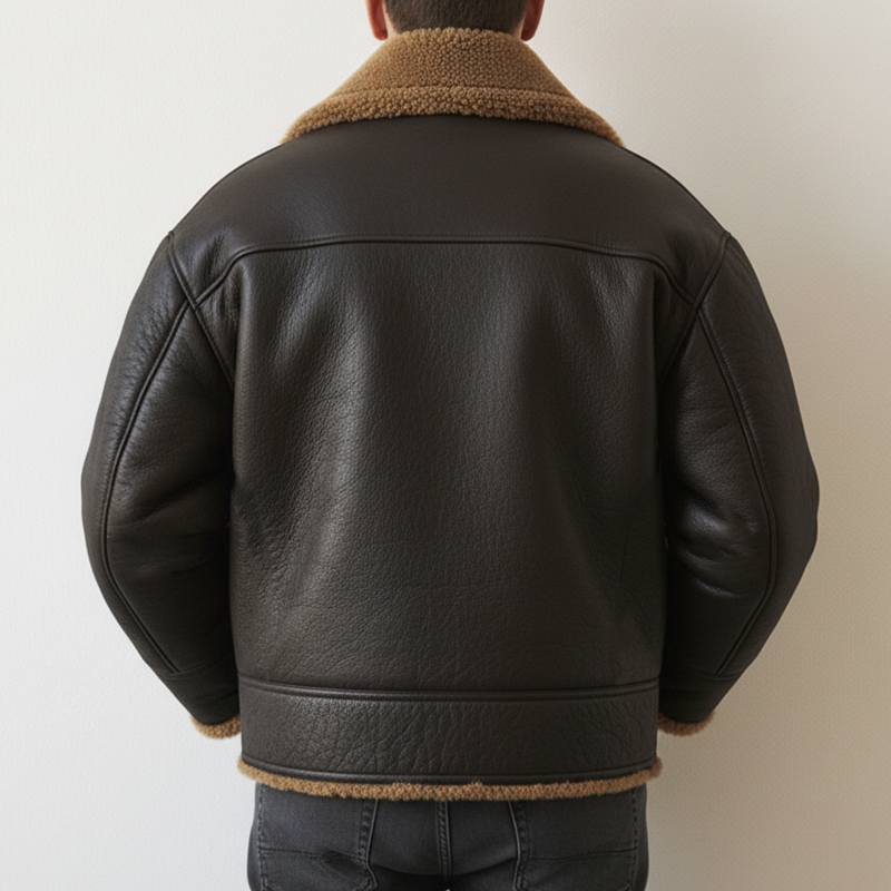 Men's Urban Warm PU Leather Faux Lambswool Lined Jacket MTA1848K5U