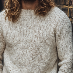 Men's Solid Color Crew Neck Pullover Knit Sweater MTA0179L2X