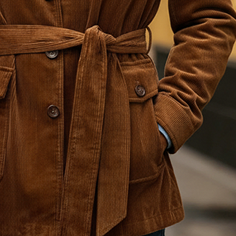 Men's Retro Solid Color Corduroy Multi-Pocket Jacket MTA0642K3X