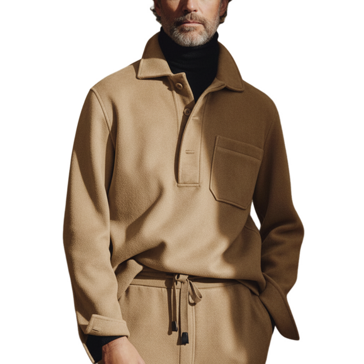 Men's Classic Light Business Faux Wool Polo Shirt MTA0479K1K