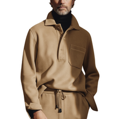 Men's Classic Light Business Faux Wool Polo Shirt MTA0479K1K