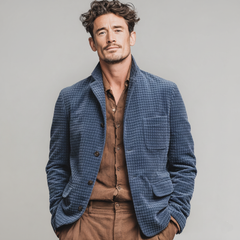 Men's Classic Casual Textured Corduroy Stand Collar Jacket MTA1437K8K