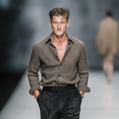 Men's Classic Casual And Business Knitted Long-sleeved Shirt MTA0754K4K