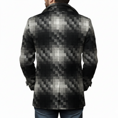 Men's Classic Gradient Plaid Faux Wool Double-Breasted Jacket MTA0860K7U