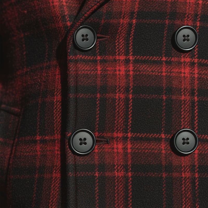 Men's Winter Fashion Plaid Faux Wool Mid-length Lapel Coat MTA1195J8P